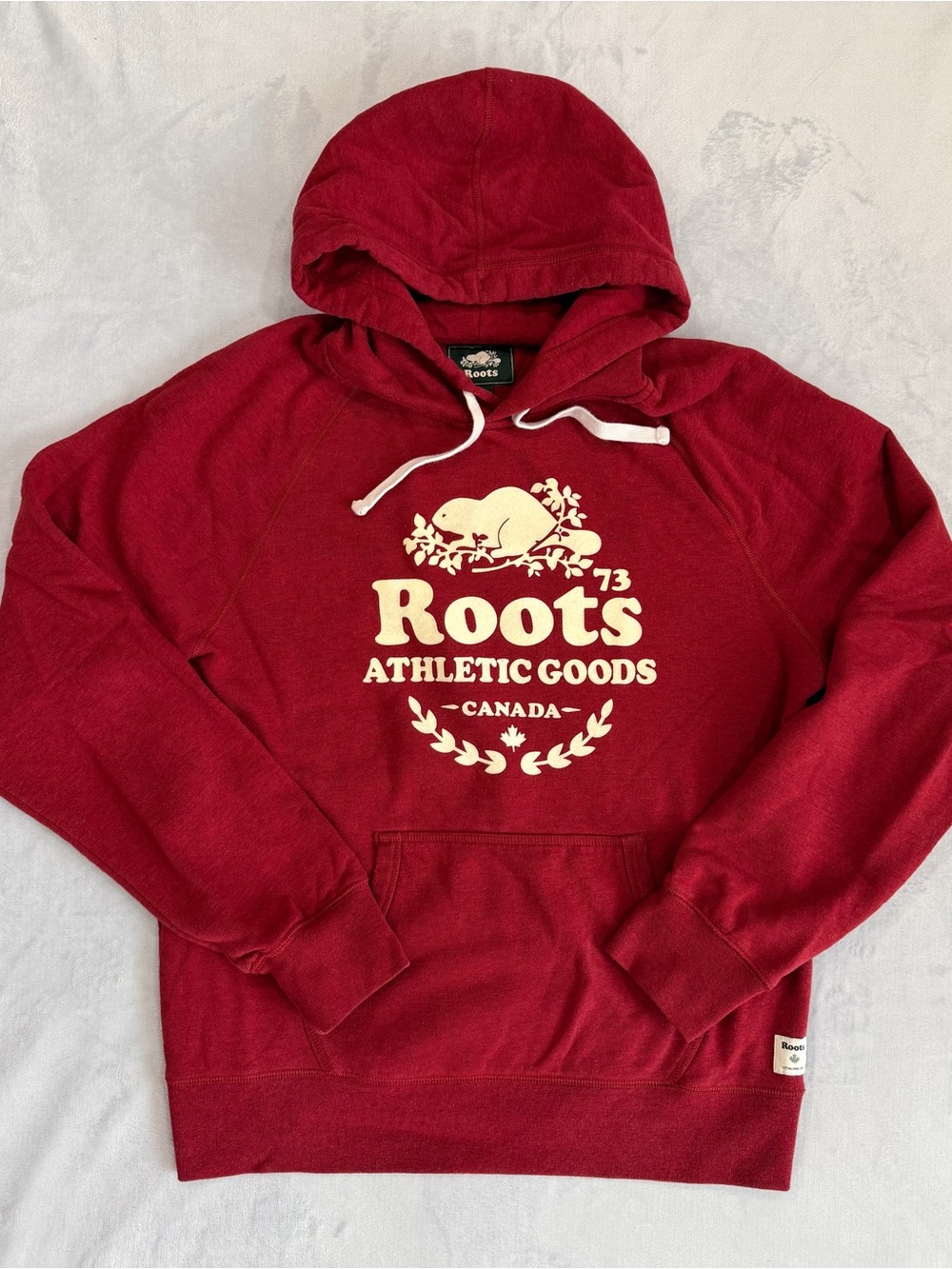 Roots Maroon Pullover Hoodie with Cream Logo